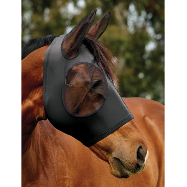 Máscara anti-moscas WeatherBeeta ComFiTec Deluxe Stretch com orelhas Preto / preto