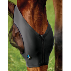 Máscara anti-moscas WeatherBeeta ComFiTec Deluxe Stretch com orelhas Preto / preto