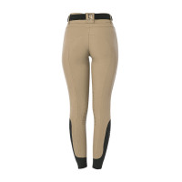 Calça de equitação feminina Equestro com grip nos joelhos de cintura alta Branco antigo Bege