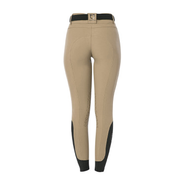 Calça de equitação feminina Equestro com grip nos joelhos de cintura alta Incenso Bege Calça de equitação feminina Equestro com grip nos joelhos de cintura alta Incenso Bege