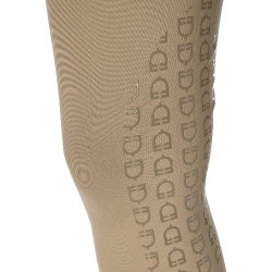 Calça de equitação feminina Equestro com grip nos joelhos de cintura alta Incenso Bege