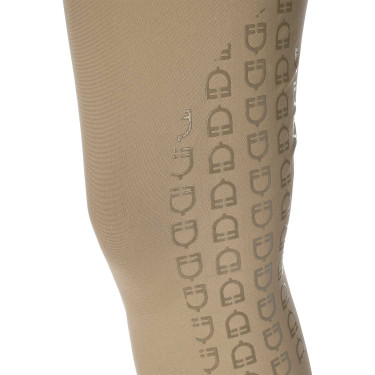 Calça de equitação feminina Equestro com grip nos joelhos de cintura alta Incenso Bege