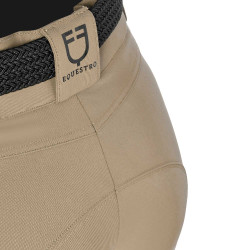 Calça de equitação feminina Equestro com grip nos joelhos de cintura alta Incenso Bege