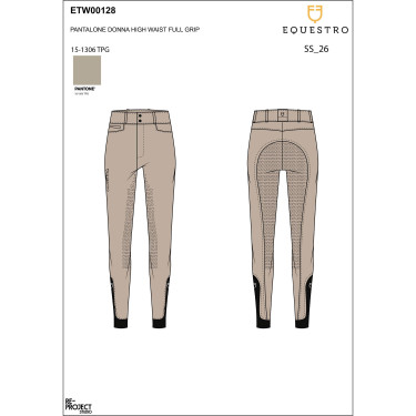 Calça de cintura alta com grip integral feminina Equestro Oxford bronzeado Rosa