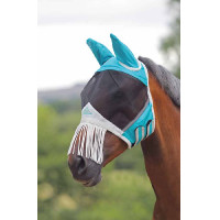 Máscara anti-moscas com franjas no nariz Shires FlyGuard Pro Azul-petróleo