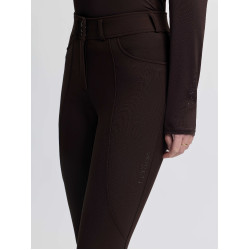 Calça de equitação LeMieux com joelheiras de silicone Brilliance feminina Espresso Castanho Calça de equitação LeMieux com joelheiras de silicone Brilliance feminina Espresso Castanho