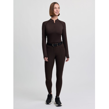 Calça de equitação LeMieux com joelheiras de silicone Brilliance feminina Espresso Castanho Calça de equitação LeMieux com joelheiras de silicone Brilliance feminina Espresso Castanho