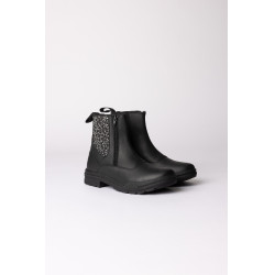Botins jodhpur Horze Sporty em couro vegano com elementos efeito cristal Preto