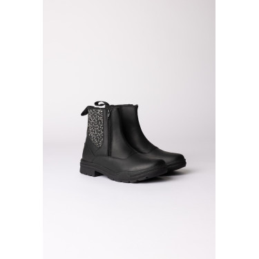 Botins jodhpur Horze Sporty em couro vegano com elementos efeito cristal Preto