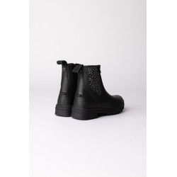 Botins jodhpur Horze Sporty em couro vegano com elementos efeito cristal Preto