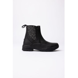 Botins jodhpur Horze Sporty em couro vegano com elementos efeito cristal Preto