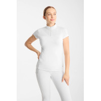 Polo de concurso Horze Louisa em malha para mulher Branco / azul turquesa