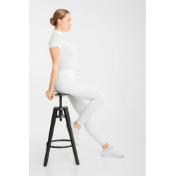 Polo de concurso Horze Louisa em malha para mulher Branco / azul turquesa