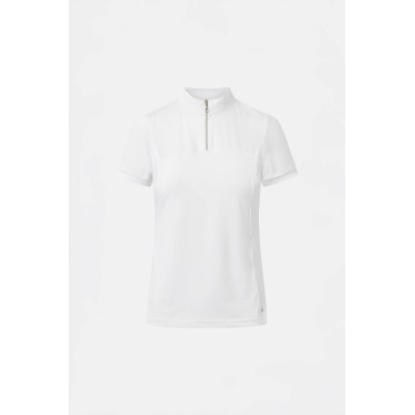 Polo de concurso Horze Louisa em malha para mulher Branco / azul turquesa