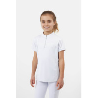 Polo de concurso Horze Louisa Young Rider com painéis em malha Branco / azul turquesa