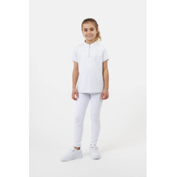 Polo de concurso Horze Louisa Young Rider com painéis em malha Branco / azul turquesa