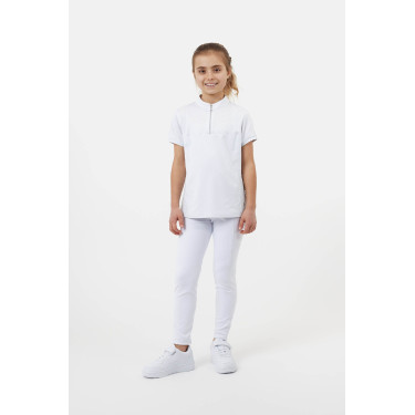 Polo de concurso Horze Louisa Young Rider com painéis em malha Branco / azul turquesa