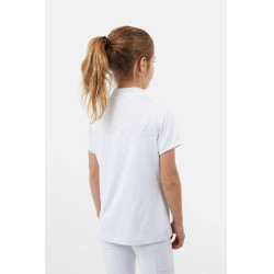 Polo de concurso Horze Louisa Young Rider com painéis em malha Branco / azul turquesa