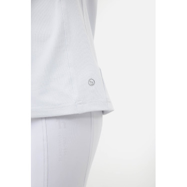 Polo de concurso Horze Louisa Young Rider com painéis em malha Branco / azul turquesa