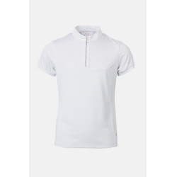 Polo de concurso Horze Louisa Young Rider com painéis em malha Branco / azul turquesa
