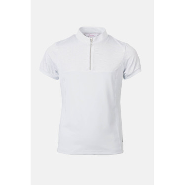 Polo de concurso Horze Louisa Young Rider com painéis em malha Branco / azul turquesa