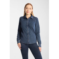 Camisa western feminina Horze Ulrika Azul denim