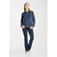 Camisa western feminina Horze Ulrika Azul denim