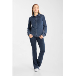 Camisa western feminina Horze Ulrika Azul denim