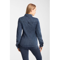 Camisa western feminina Horze Ulrika Azul denim