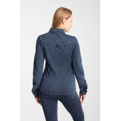 Camisa western feminina Horze Ulrika Azul denim