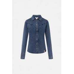 Camisa western feminina Horze Ulrika Azul denim