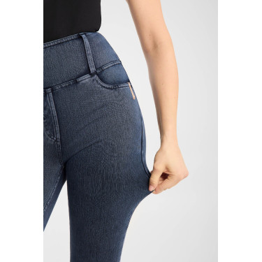 Legging de equitação Horze Emery western feminino, corte bootcut, efeito denim Azul denim