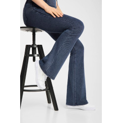 Legging de equitação Horze Emery western feminino, corte bootcut, efeito denim Azul denim