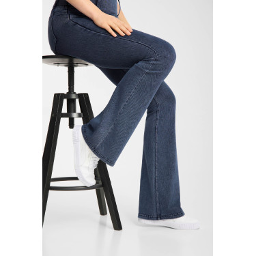 Legging de equitação Horze Emery western feminino, corte bootcut, efeito denim Azul denim