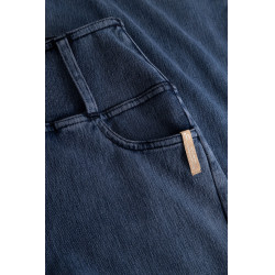 Legging de equitação Horze Emery western feminino, corte bootcut, efeito denim Azul denim