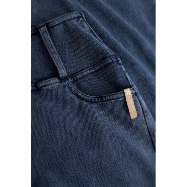 Legging de equitação Horze Emery western feminino, corte bootcut, efeito denim Azul denim