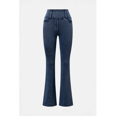 Legging de equitação Horze Emery western feminino, corte bootcut, efeito denim Azul denim