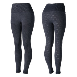 Legging de equitação Horze sem costuras com grip total em silicone Vanessa feminino Denim Azul