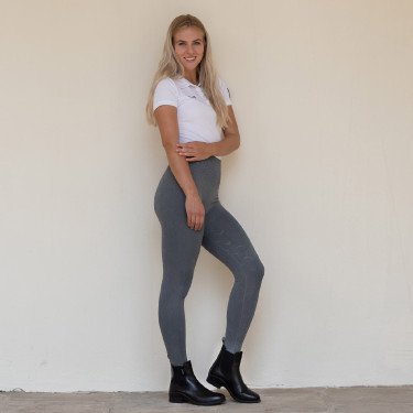 Legging de equitação Horze sem costuras com grip total em silicone Vanessa feminino Cinzento