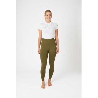 Legging de equitação térmico sem costuras Horze Melissa feminino Verde pinho