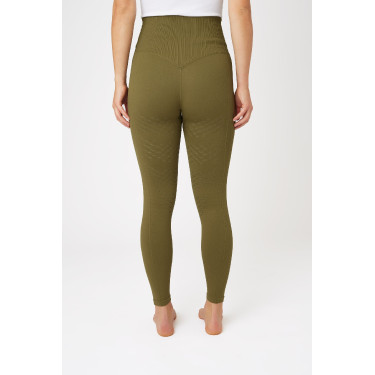 Legging de equitação térmico sem costuras Horze Melissa feminino Verde pinho