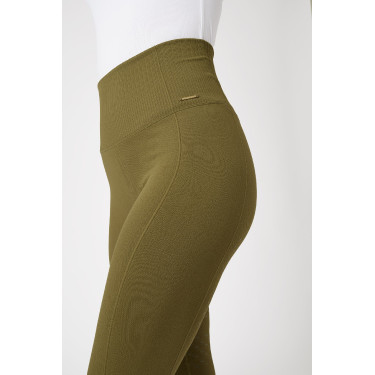Legging de equitação térmico sem costuras Horze Melissa feminino Verde pinho