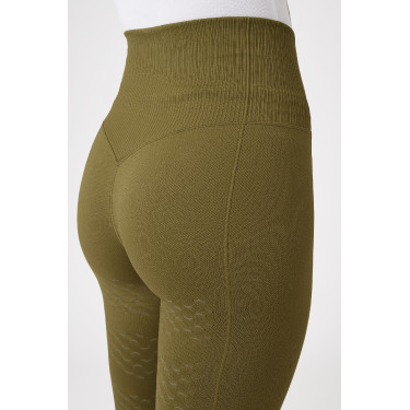 Legging de equitação térmico sem costuras Horze Melissa feminino Verde pinho