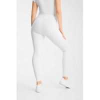 Calças de equitação Horze Matilda perfuradas mulher full grip Branco / azul turquesa