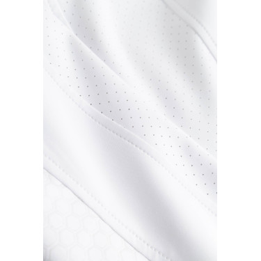 Calças de equitação Horze Matilda perfuradas mulher full grip Branco / azul turquesa