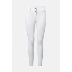 Calças de equitação Horze Matilda perfuradas mulher full grip Branco / azul turquesa