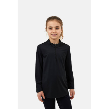 T-shirt de treino Horze Young Rider refrescante Emmie de manga comprida Preto