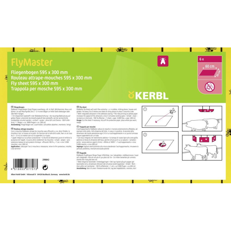 Folhas pega-moscas FlyMaster Kerbl Folhas pega-moscas FlyMaster Kerbl