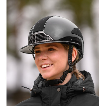 Capacete de equitação Swing H24 Lady Spark Preto brilhante com purpurinas Capacete de equitação Swing H24 Lady Spark Preto brilhante com purpurinas