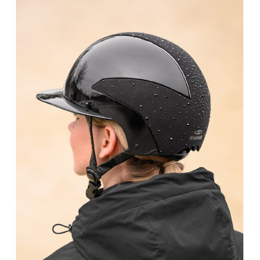 Capacete de equitação Swing H24 Lady Spark Preto brilhante com purpurinas Capacete de equitação Swing H24 Lady Spark Preto brilhante com purpurinas